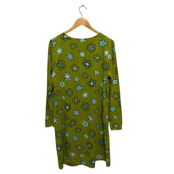 Gudrun Sjoden Floral Organic Cotton Mini Dress Green Size M Long Sleeve - Picture 4 of 8